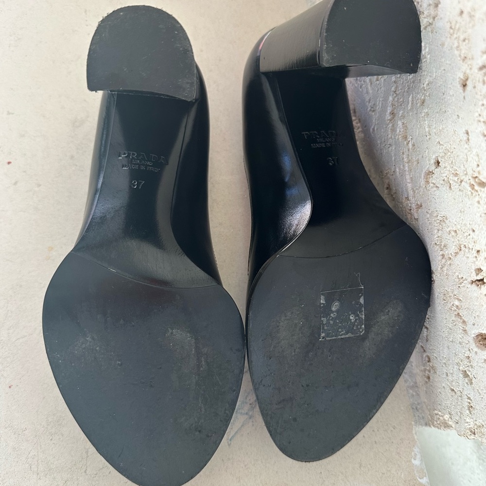 Prada Leather Shoes Black Size 37.  One scratch is shown on the last picture. - Picture 3 of 11